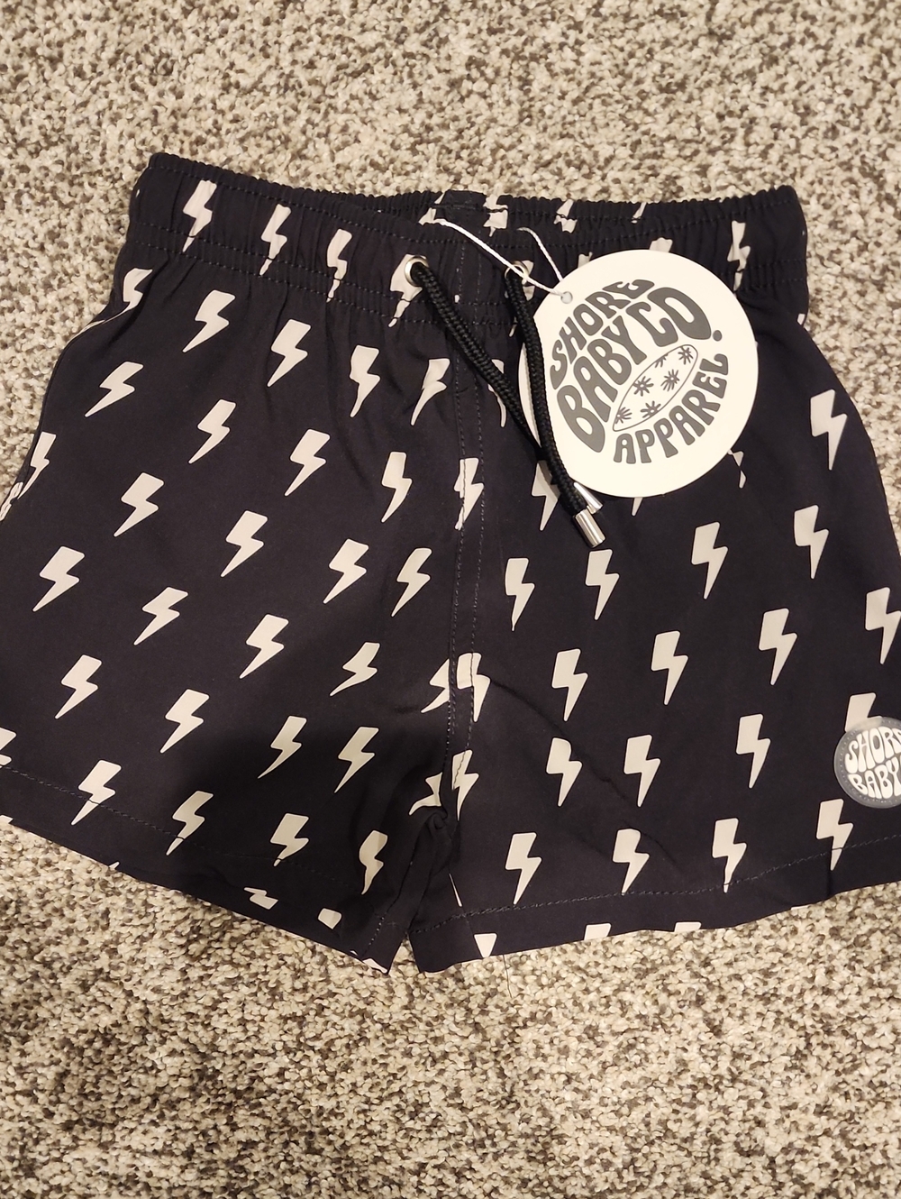 Shore Baby Co. Black Lightning Bolt Swim Shorts